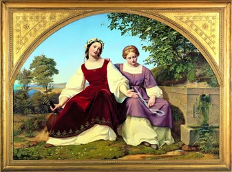 Zwei Mädchen am Brunnen